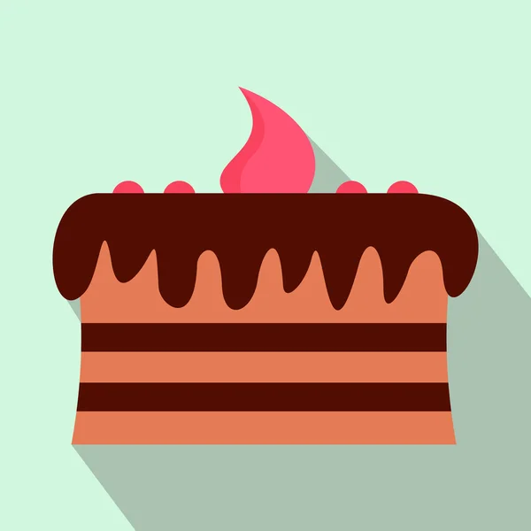 Pastel de chocolate icono plano — Vector de stock