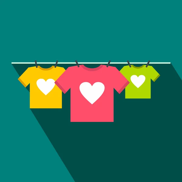 T-shirt con icona a cuore piatto — Vettoriale Stock