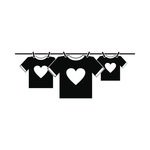 T-shirts with heart icon — Stock Vector