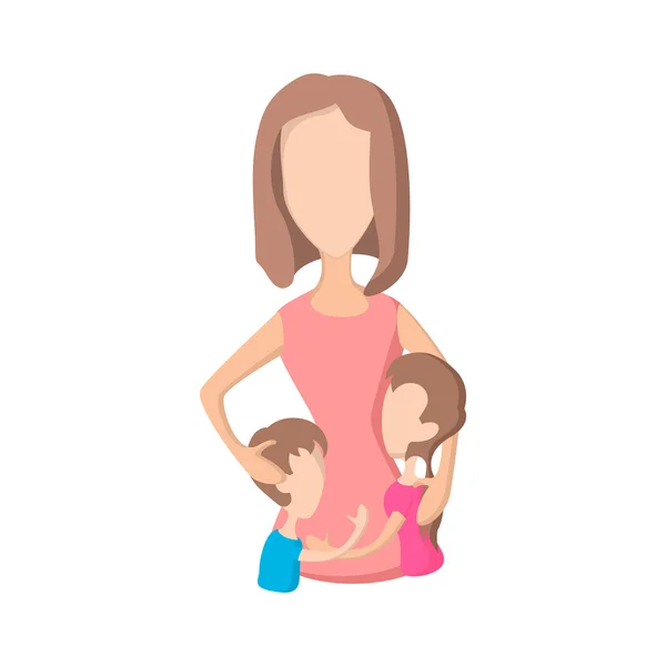 Mãe e seus filhos ícone de desenho animado — Vetor de Stock