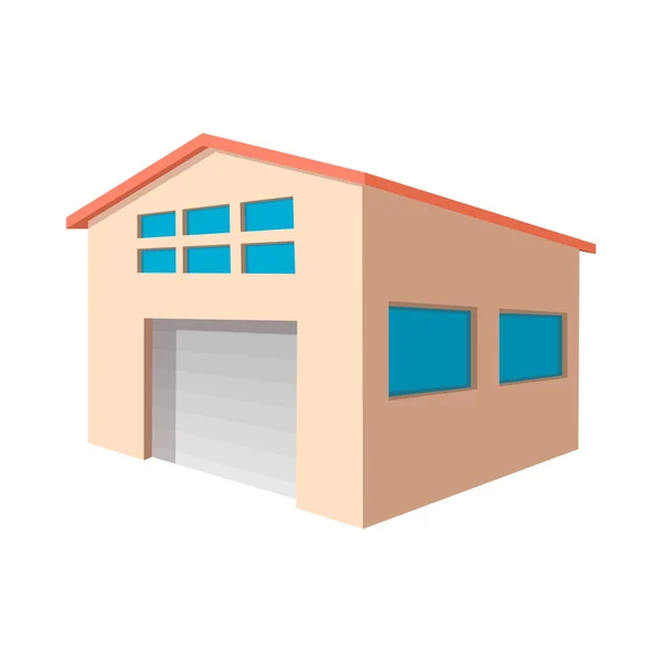 Industrial warehouse with roller door cartoon icon — Stock Vector
