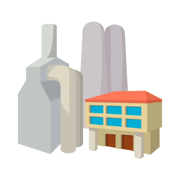Icono de dibujos animados de la central eléctrica de combustible fósil — Vector de stock