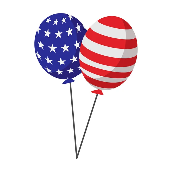 Balloons in the USA flag colors cartoon icon — Stock Vector