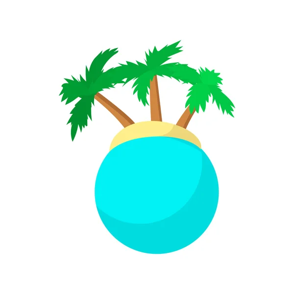 Острів з значком пальми, мультиплікаційний стиль — стоковий вектор