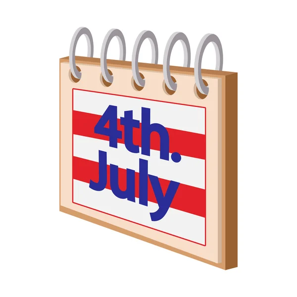 4 Juli Kalender, Hari Kemerdekaan Amerika Serikat ikon kartun - Stok Vektor