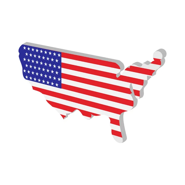 Kaart van de V.s. met Amerikaanse vlag texture cartoon icoon — Stockvector