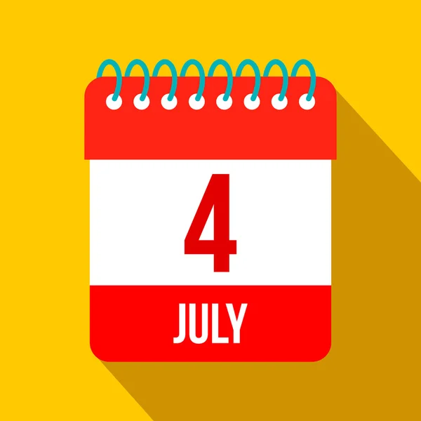4 July Календарь, День независимости США плоская икона — стоковый вектор