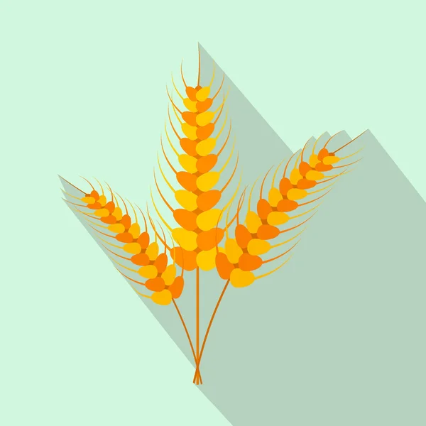熟した大麦フラット アイコンの 3 つの茎 — ストックベクタ