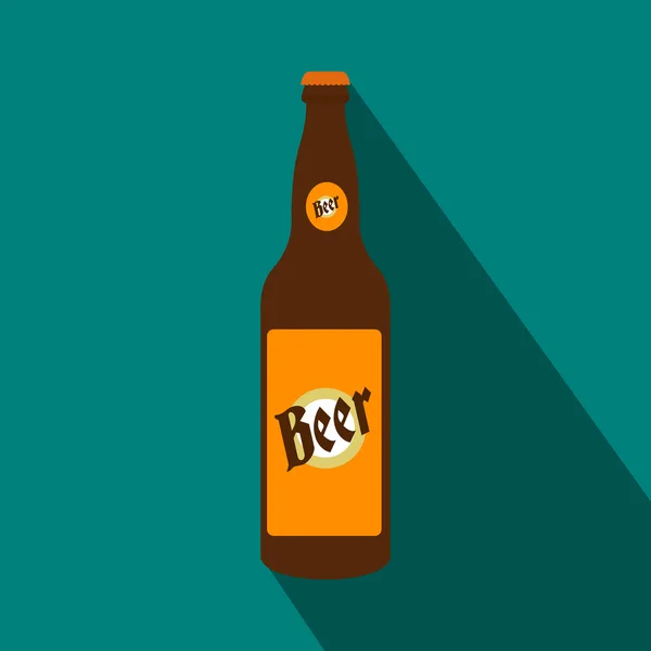 Şişe bira düz simgesi — Stok Vektör