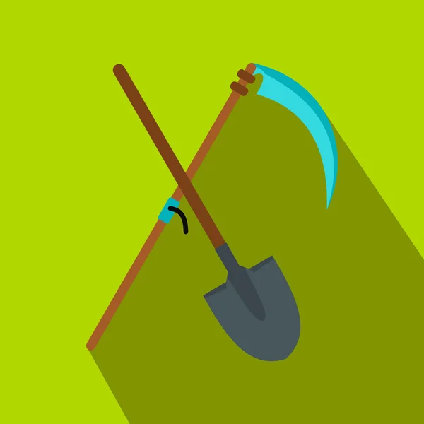 Scythe en shovel platte pictogram — Stockvector