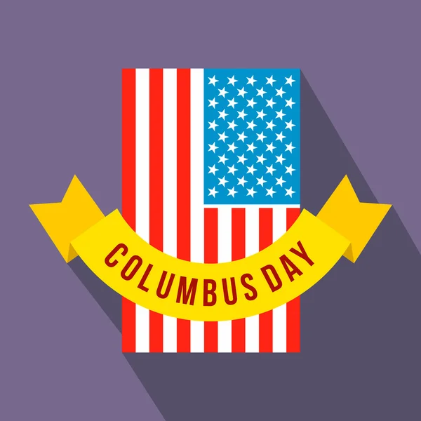 Американский флаг с плоской иконой Дня Колумба — стоковый вектор