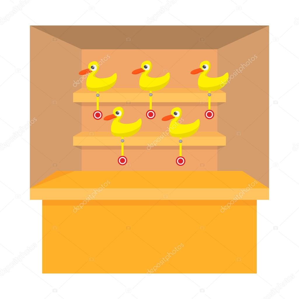 Shooting game with duck target cartoon icon