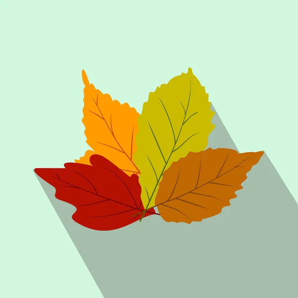 Autumn leaves flat icon with shadow - Stok Vektor