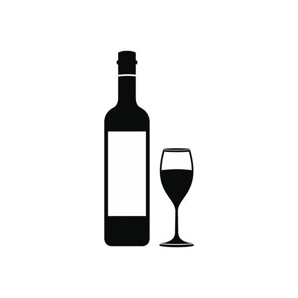 Μπουκάλι κρασί και γυαλί εικονίδιο — Διανυσματικό Αρχείο