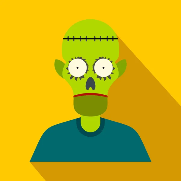 Zombie icono plano con sombra — Vector de stock