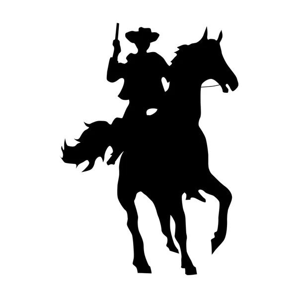 Cowboy silhouet zwart — Stockvector