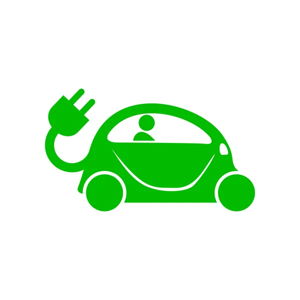 Зеленый значок электромобиля, простой стиль — стоковый вектор