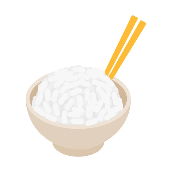 Misku rýže s párem hůlky ikony — Stockový vektor