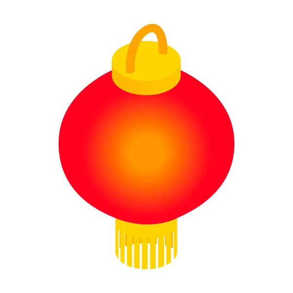 Rote chinesische Laterne Ikone, isometrischer 3D-Stil — Stockvektor