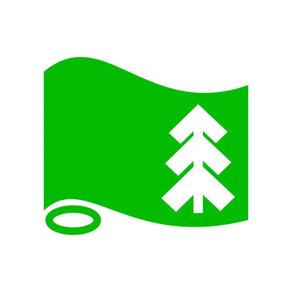 Πράσινη σημαία με έλατα εικονίδιο, απλό στυλ — Διανυσματικό Αρχείο