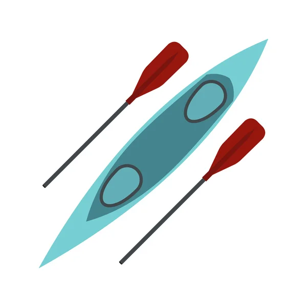 Kayak y remo icono plano — Vector de stock