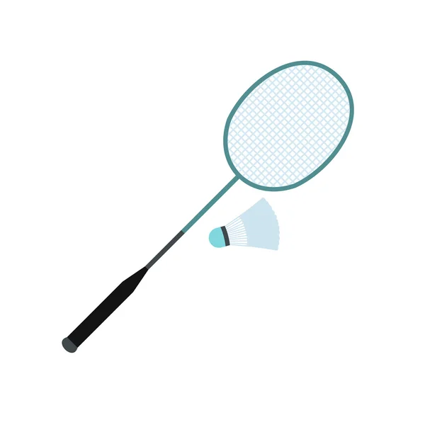 Raquette de badminton et icône plate de navette — Image vectorielle