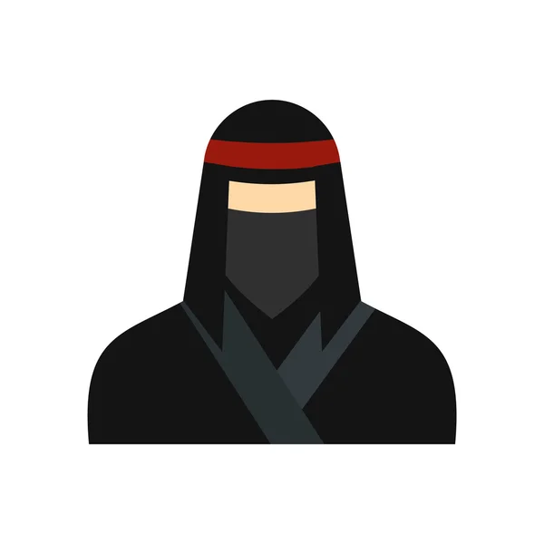 Vrouwelijke ninja in een zwart masker platte pictogram — Stockvector