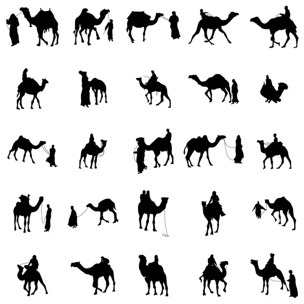 骆驼的剪影集 — 图库矢量图片