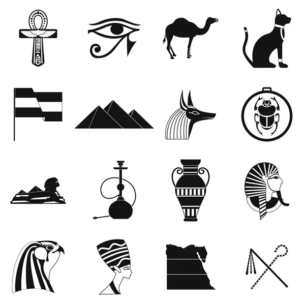 Egypte pictogrammen zwart — Stockvector