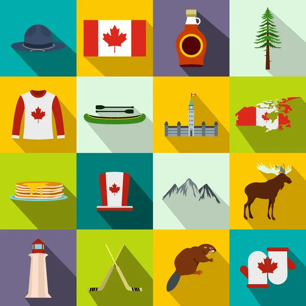Canadá ícones plana —  Vetores de Stock