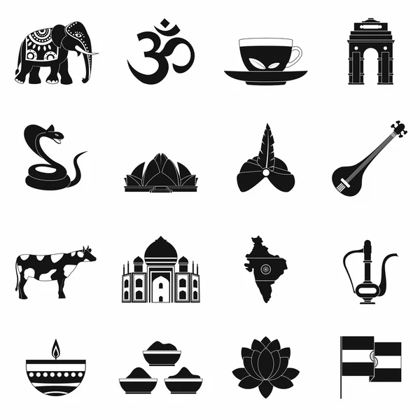 India iconos negro — Vector de stock