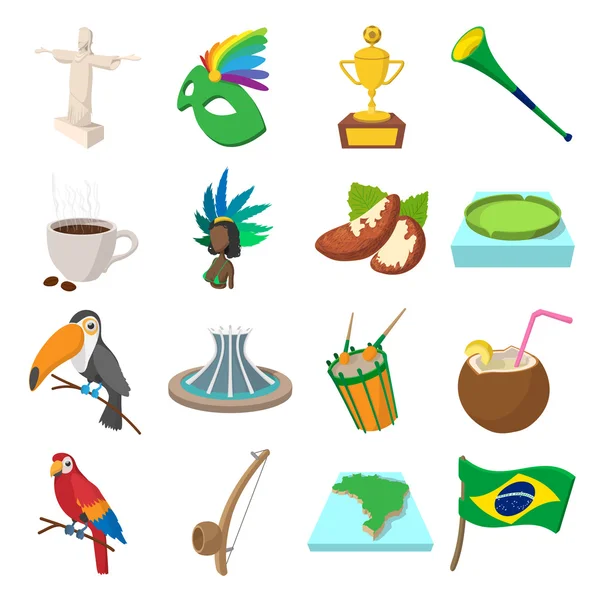 Brasil ícones desenhos animados — Vetor de Stock