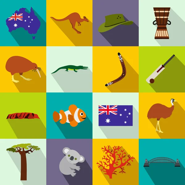 Australie icônes plat — Image vectorielle