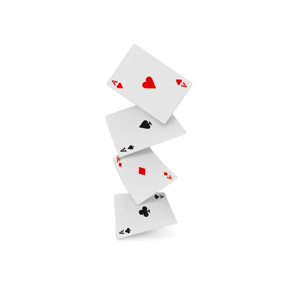 Cuatro ases jugando a las cartas icono, estilo realista — Vector de stock