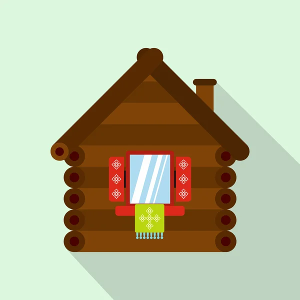 Icono de casa de madera, estilo plano — Vector de stock