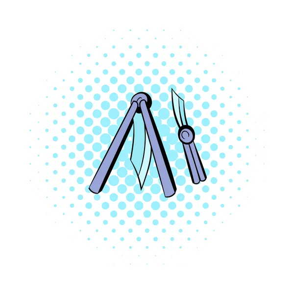 Icono de cuchillo de mariposa, estilo cómics — Vector de stock