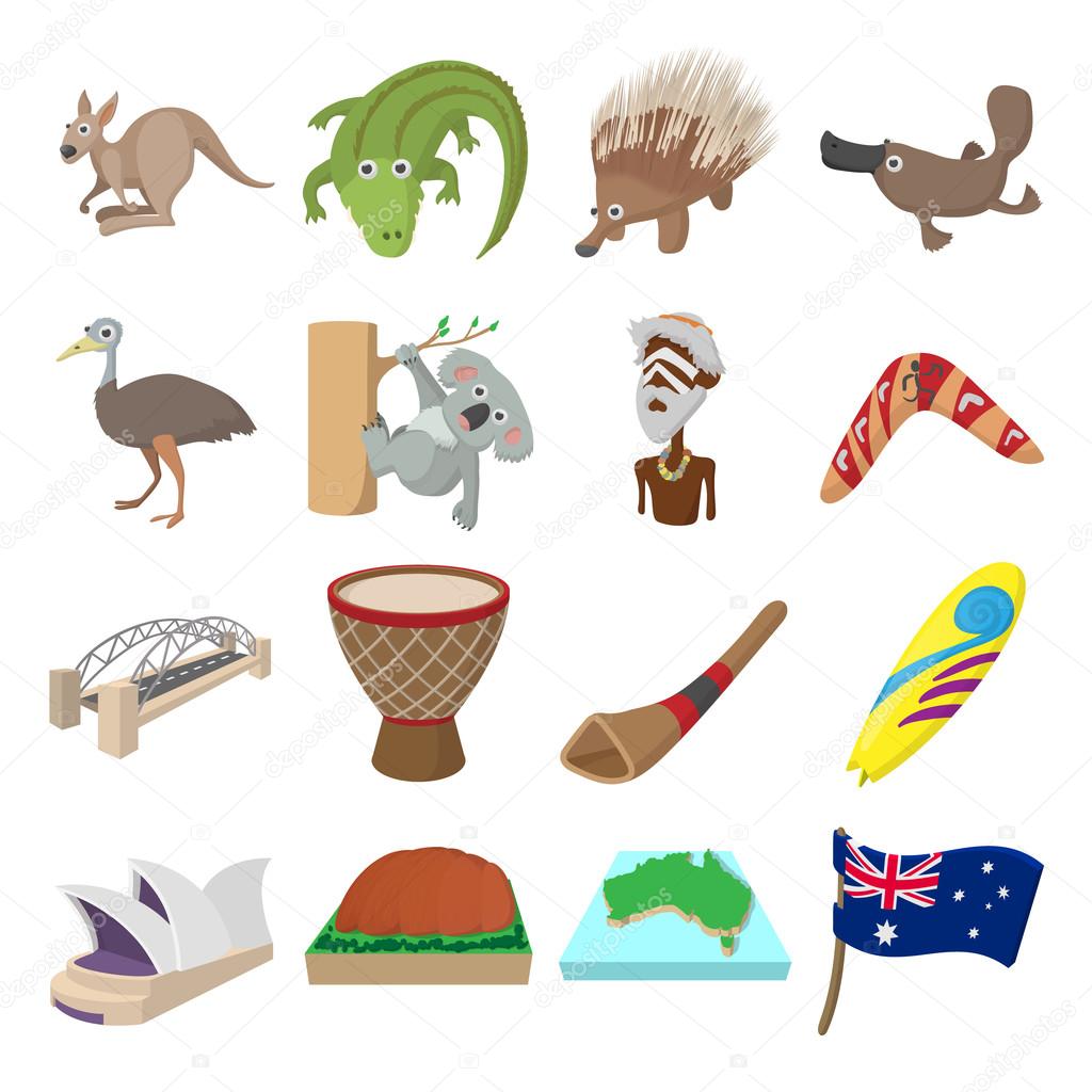 Australia icons cartoon
