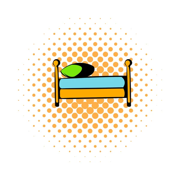 Ikon komik tempat tidur tunggal - Stok Vektor