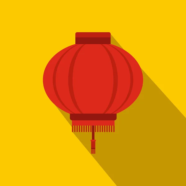 Red chinese lantern icon, flat style — Stock Vector