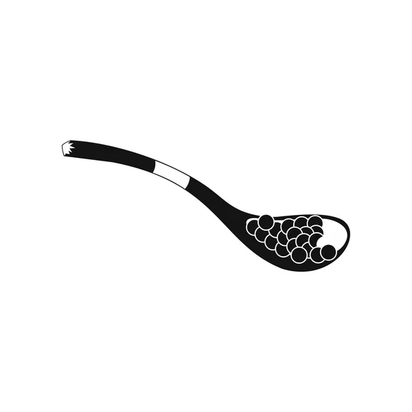 Zwarte kaviaar in lepel pictogram, eenvoudige stijl — Stockvector