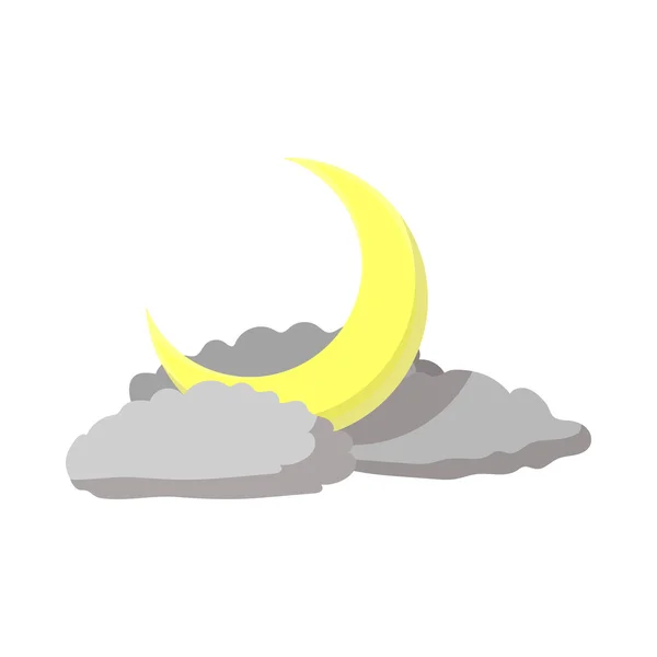 Cielo con una luna y nubes icono, estilo de dibujos animados — Vector de stock