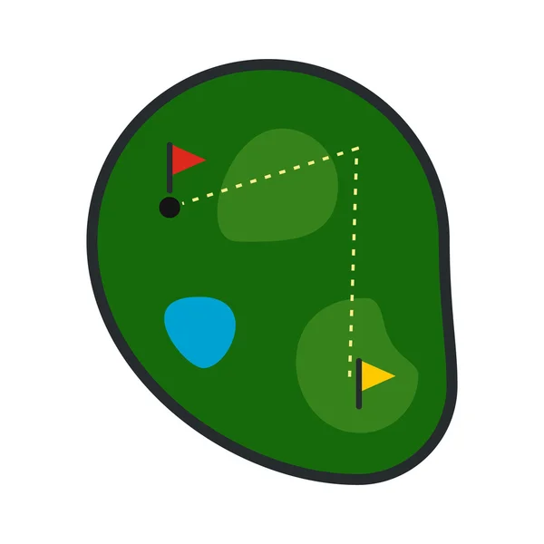 Campo de golf icono plano — Vector de stock