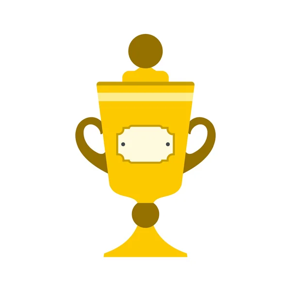 Trofeo dorado icono plano — Vector de stock