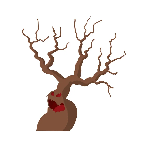 Halloween-ijesztő fa ikonnal megjelölve, rajzfilm stílusú — Stock Vector