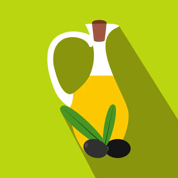 Üveg olívaolaj ikon, lapos stílusú — Stock Vector