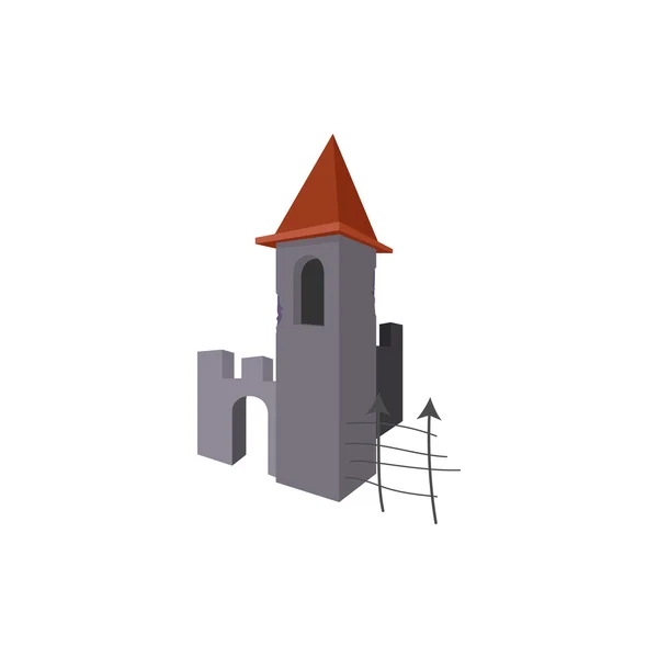 Ícone de torre de Halloween gótico, estilo cartoon — Vetor de Stock