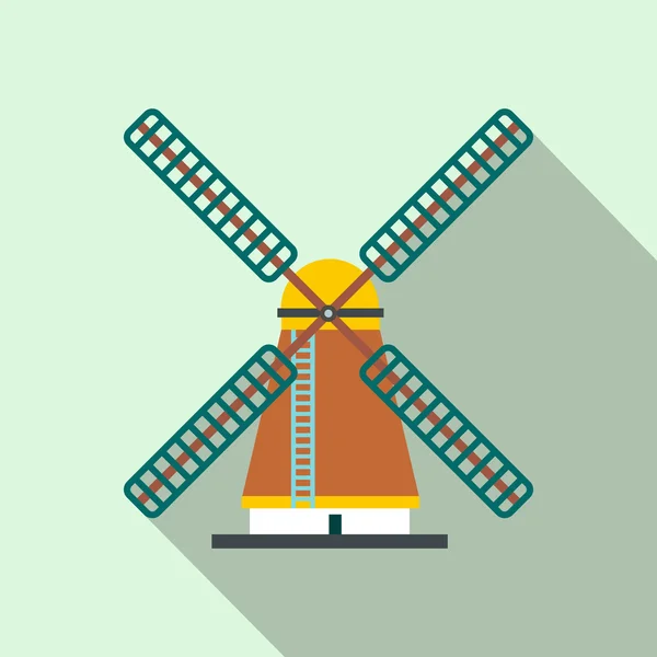 Větrný mlýn ikona, ploché styl — Stockový vektor