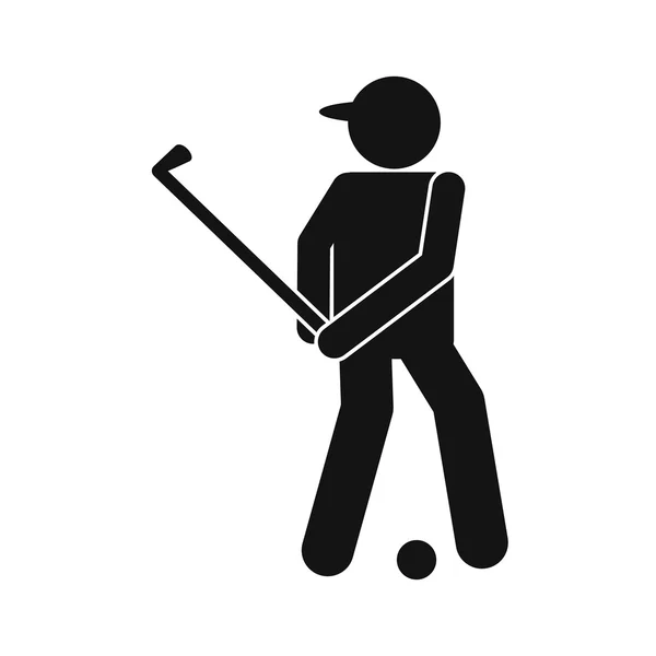 Silueta de golfista icono plano — Vector de stock