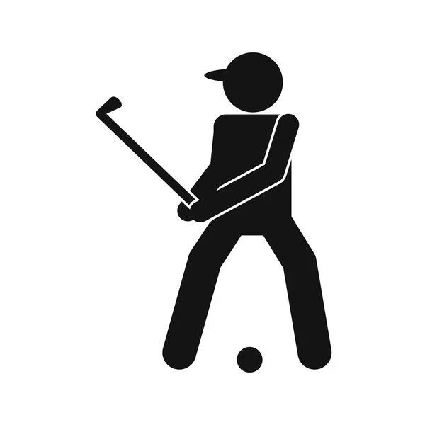 Silueta de golfista icono plano — Vector de stock