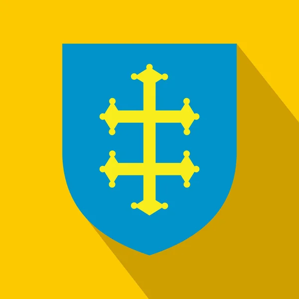 Cruz heráldica da França em um ícone de escudo —  Vetores de Stock